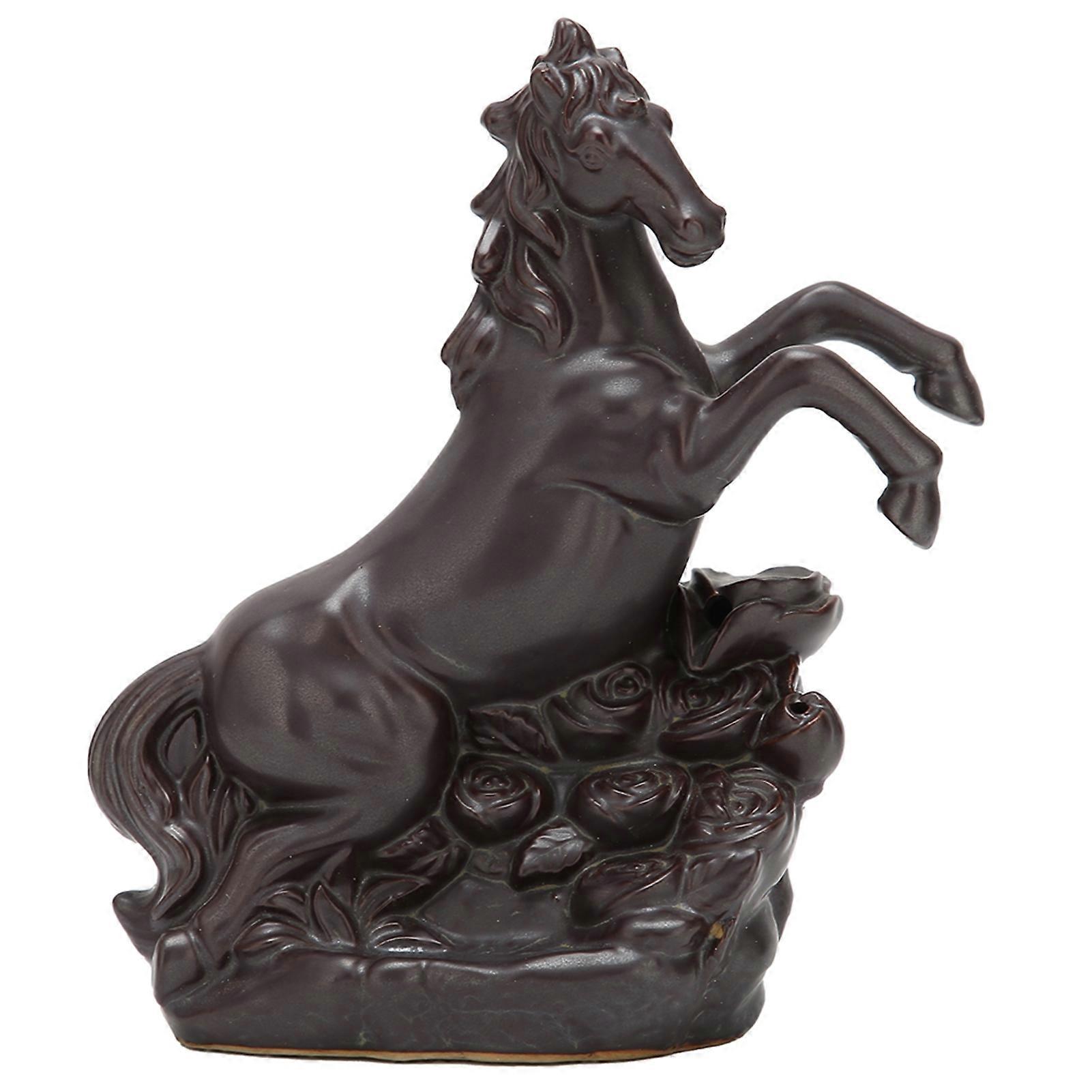 Running Horse Incense Burner Backflow Holder Ornament for Bedroom and Office – Decorative Resin Design, 6 Inches
