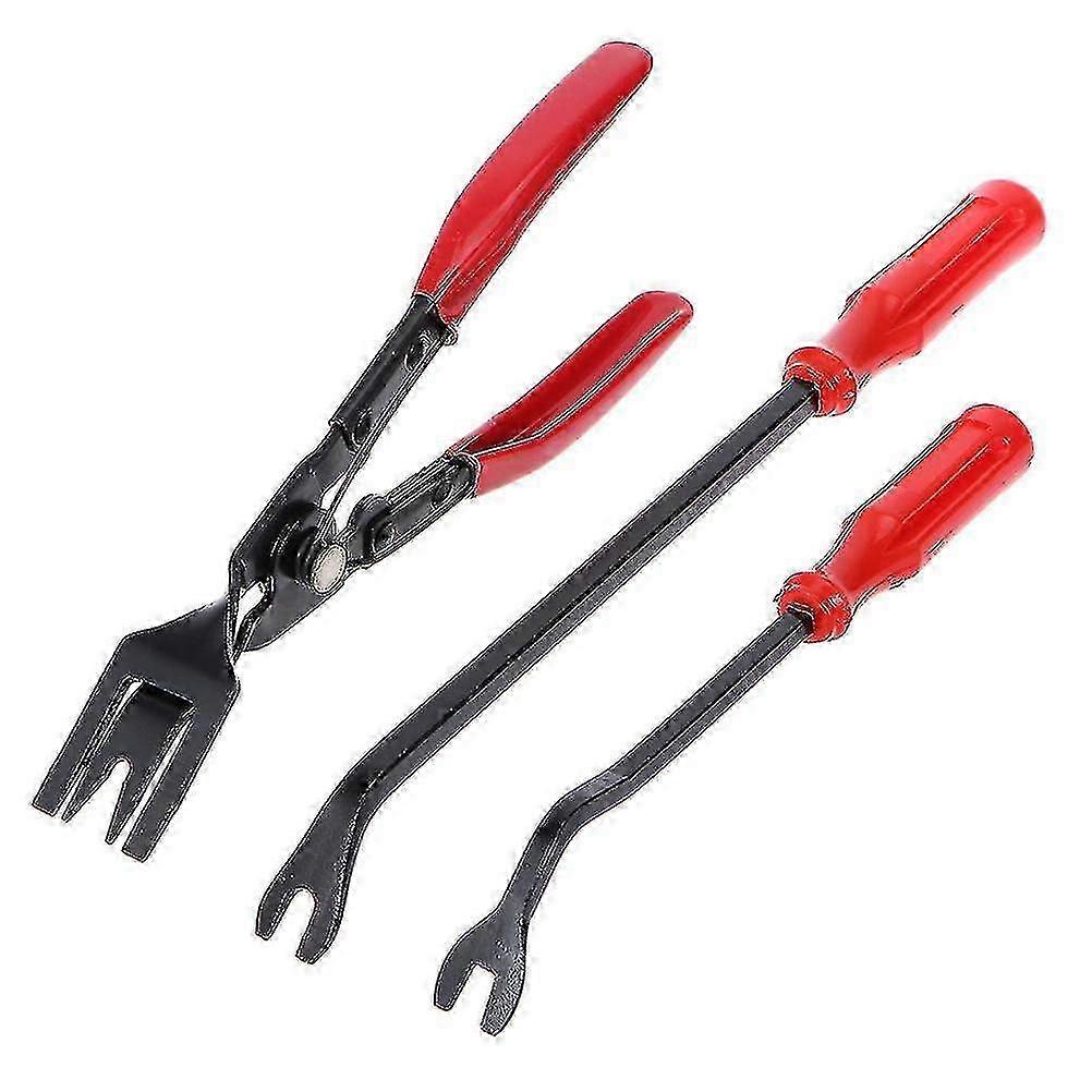 3-Piece Auto Panel Clips Remover Tool Kit with Light Pliers & 6" Screw Opener