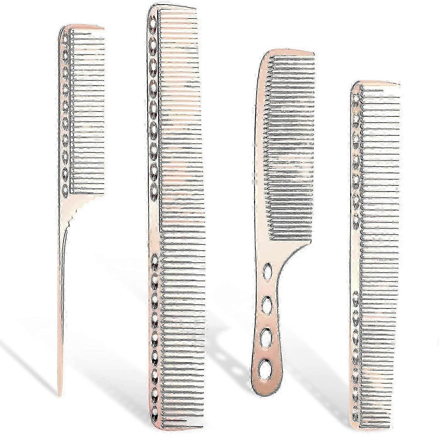 Professional Barber Aluminum Dressing Comb, 4 Types  (rose Gold)