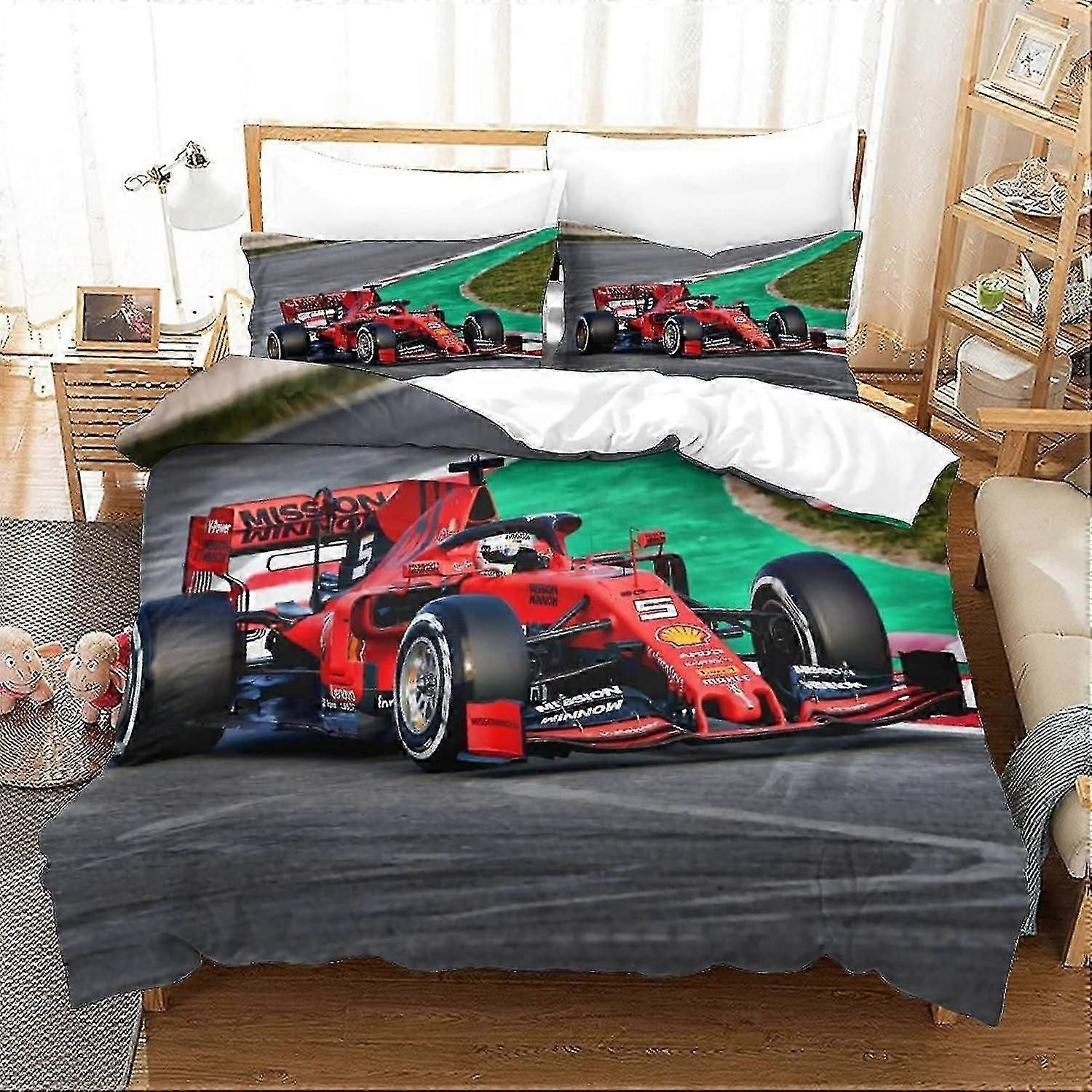 o2912 Lakan F1 Racing sängkläder set 3D racing påslakan set, mjukt 100% mikrofiber sängset 3PCS, tryck enkel dubbel king size mikrofiber täcke co