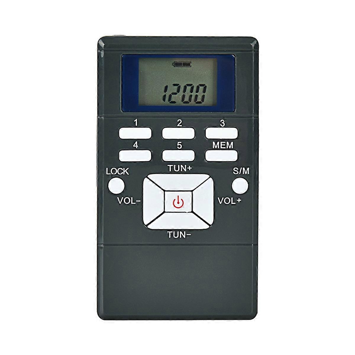 Mini Stereo FM Radio 1.2 Inch Digital Clock Receiver for Simultaneous Interpretation Clip-on Radio Earphone GYM Grey