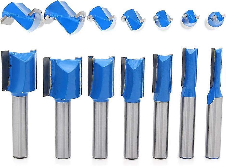 Bit Dovetail ξύλινα εργαλεία άλεσης άλεσης χάραξης 7Pcs 8mm ευθεία εργαλείο άλεσης κομματιών δρομολογητών στελεχών