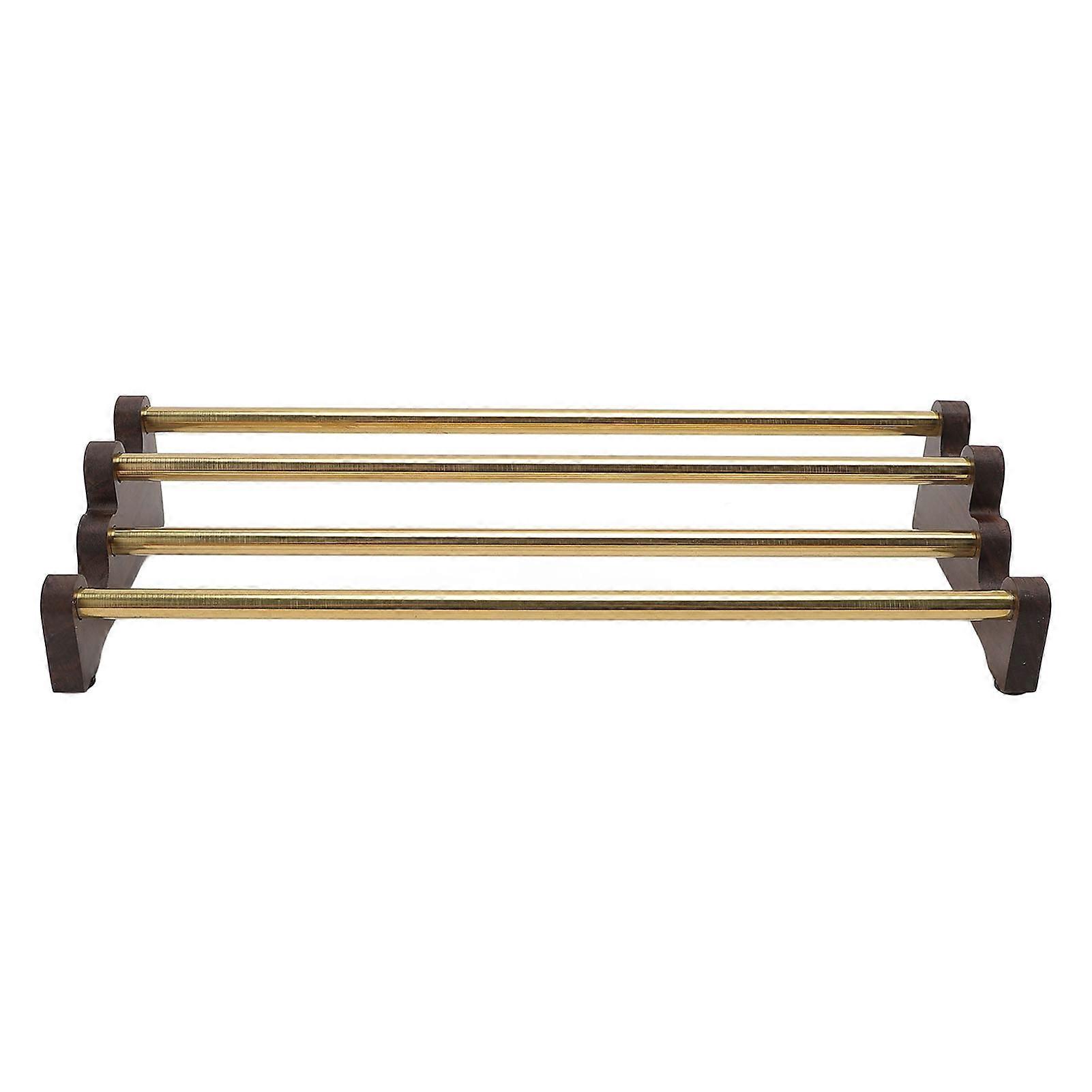 Teacup Draining Rack Wood Base Stainless Steel Pole Desktop Storage Shelf for Tea Cups and Bowls