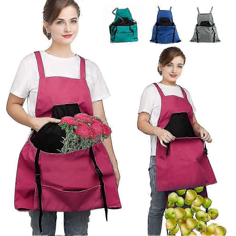 Hageforkle med lommer, justerbart høsteforkle gartner for kvinner og menn, hagebelte for fruktplukking og gårdsarbeid