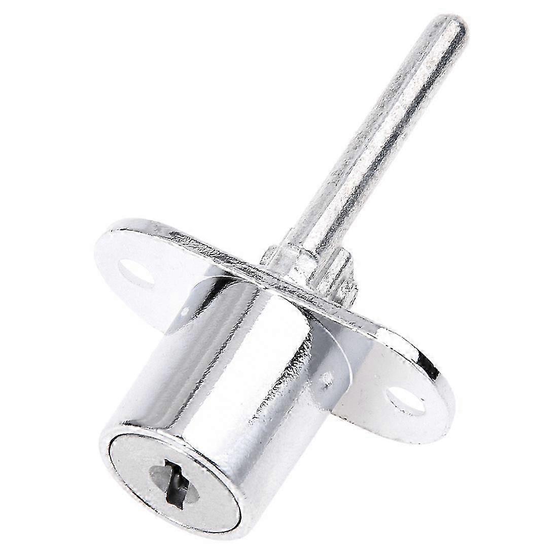 Metallic Silver Drawer Lock with 19mm Cylinder Diameter featuring a Plunger Mechanism and 2 Keys