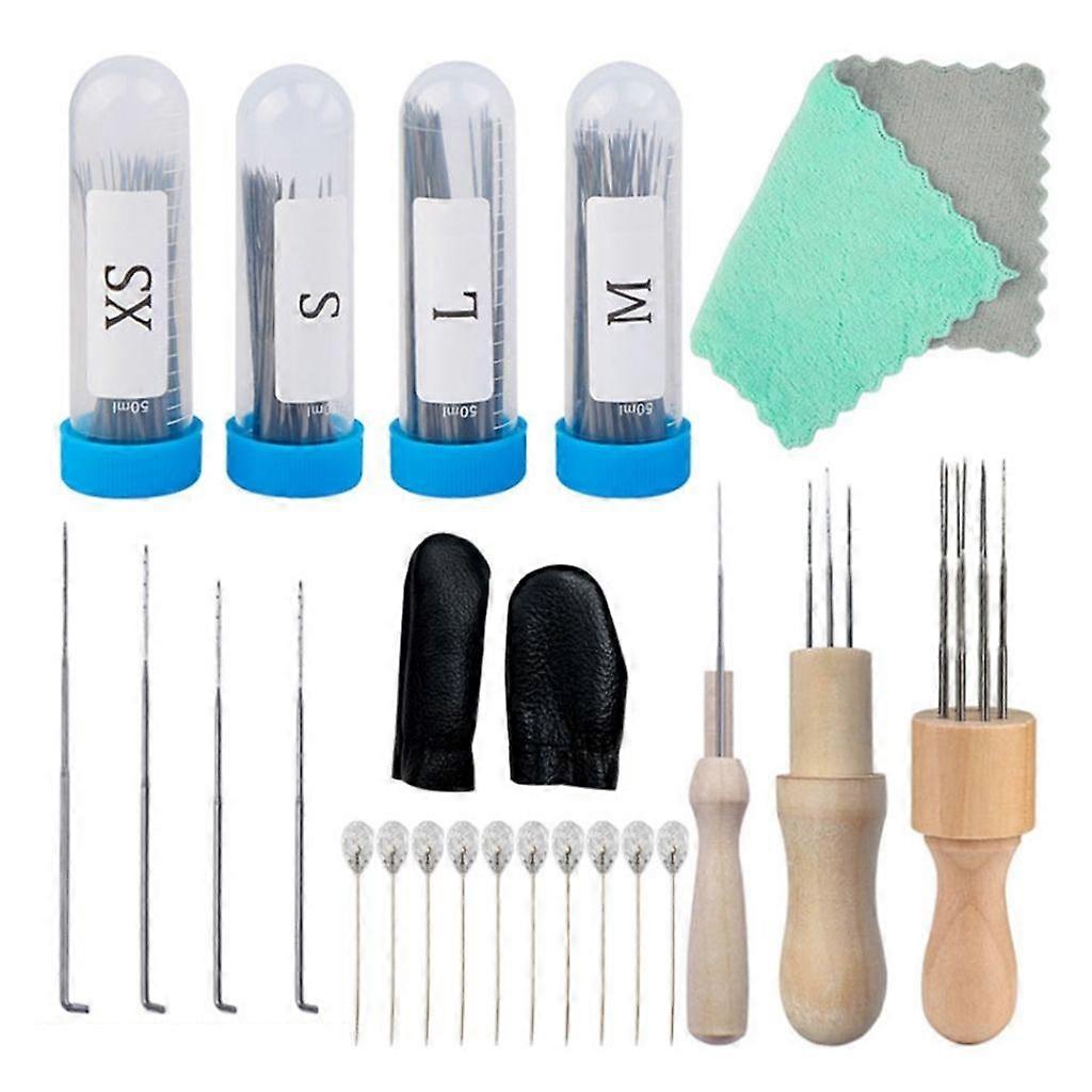 Wool Felt Needle Tools with Wooden Handle for DIY Wool Craft Animal Toy,