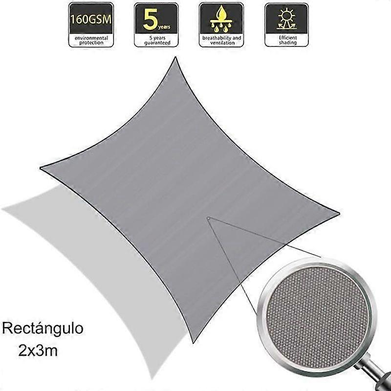 Shade sail - Sunnylaxx - Rectangular 2x3m - Waterproof and resistant - Grey color