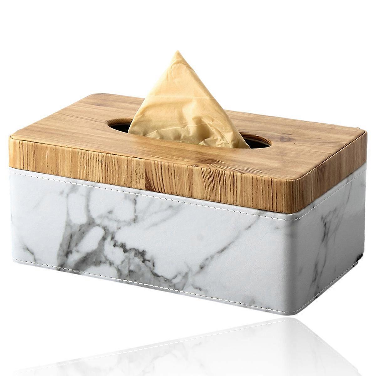 Marble Tissue Box Cover Rectangular,Facial Tissue Box Holder for Dresser Bathroom Decor,Tissue Dispenser
