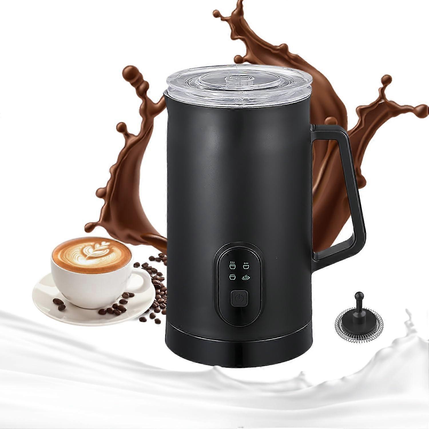 Milk Frother 4 in 1 Automatic Coffee Foamer with Heating Function 580ml Black for Latte Cappuccino Macchiato and Hot Chocolate