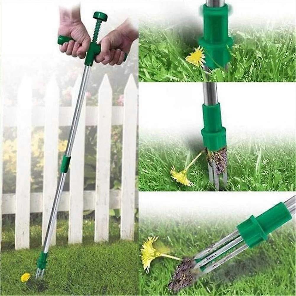 Stand Up Weeder, Standing Plant Root Remover Manual Weed Puller Root Removal Tool with 3 Claws - Hand Weeder Gardening Tool