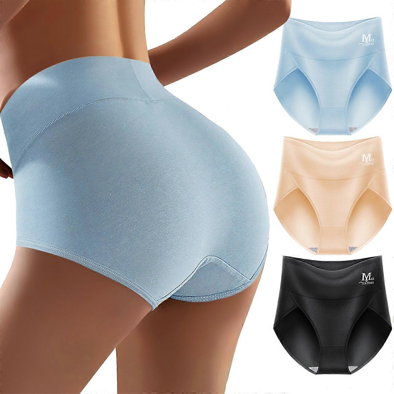 Regular Size Underwaer, 3PCS Breifs Breathable Briefs Women's Belly Contracting Solid Color Regular Size Underwear, Single Item Multi - pack