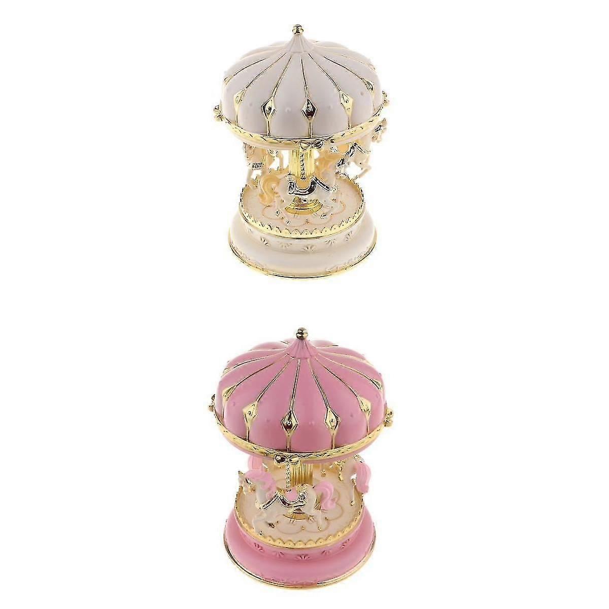 ロマンチックな結婚式の誕生日クリスマスのための2pcsカルーセルオルゴールの馬