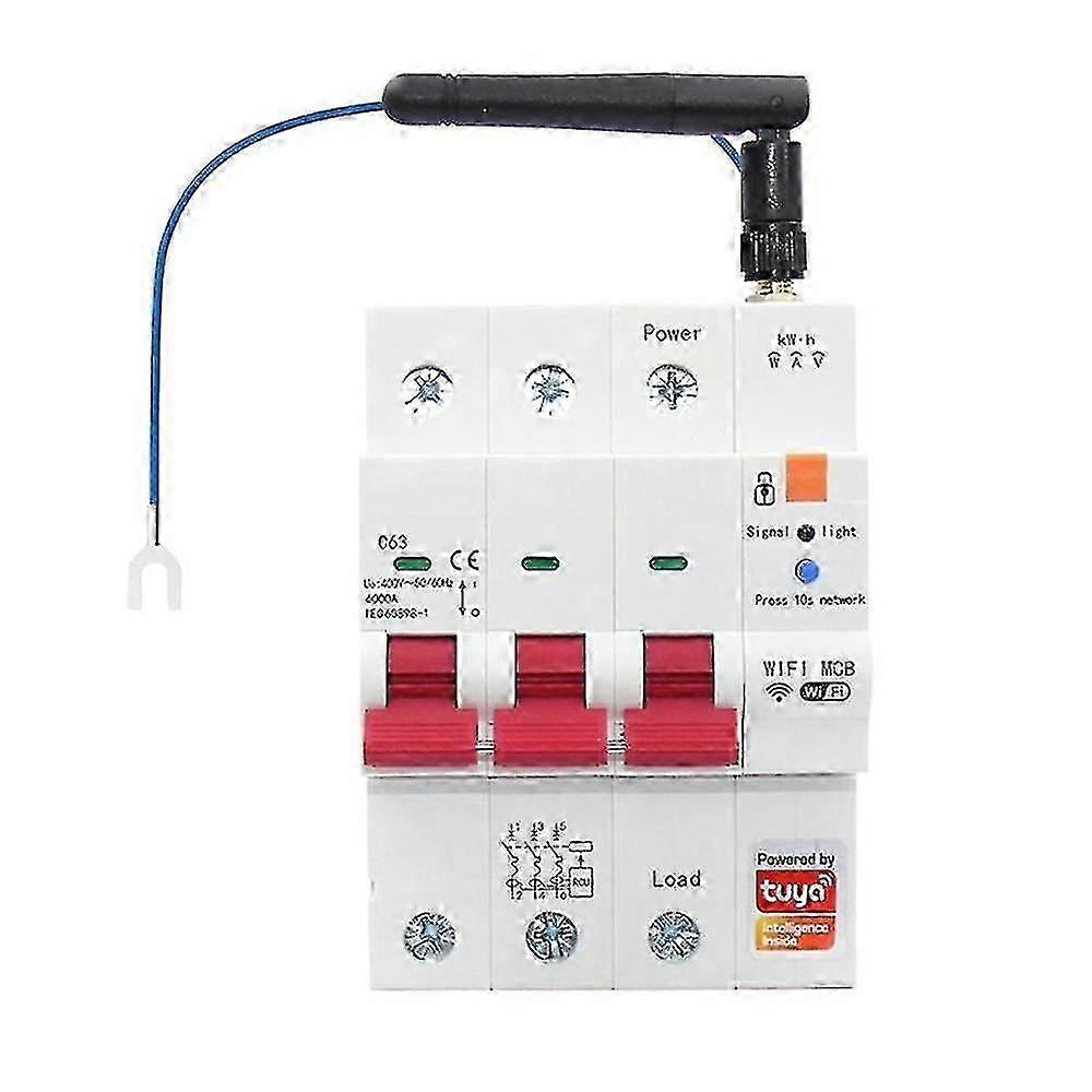 Tuya Smart Wifi Rs485 3P+n Mcb Breaker Prepaid Meter Timer Schalter Spannung Stromschutz Sprachsteuerung 63a einstellbar