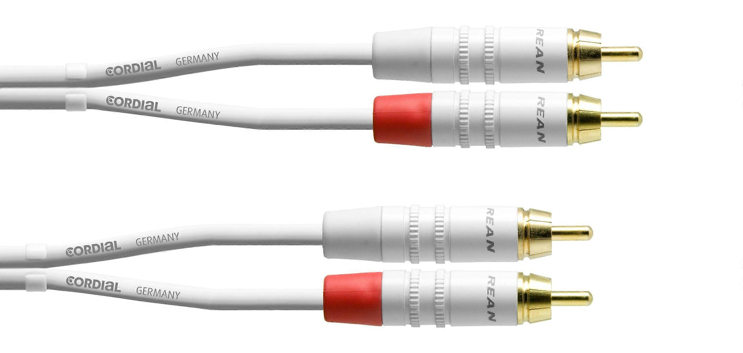Unbalanced Dual-Mono Cable 10ft, White Color, High-Quality Audio, Compatible with Studio Equipment