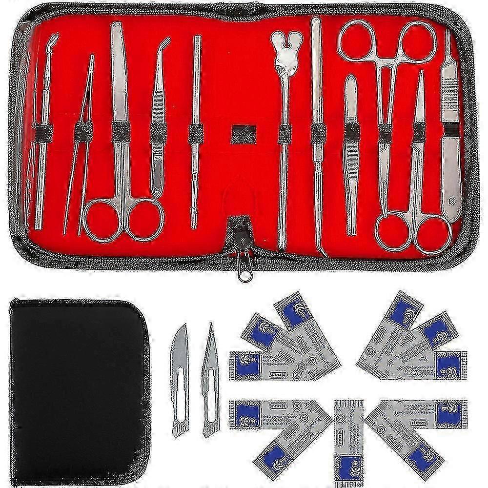 Kit de dissection avancé 22 pièces, ensemble de dissection d'anatomie de laboratoire de biologie avec lames de scalpel en acier inoxydable_LL_a05