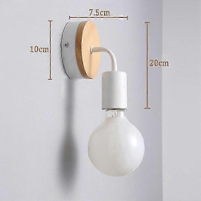 E27 Industrial White Led Wall Light,Retro,with Switch(With EU Plug,Without Bulb)