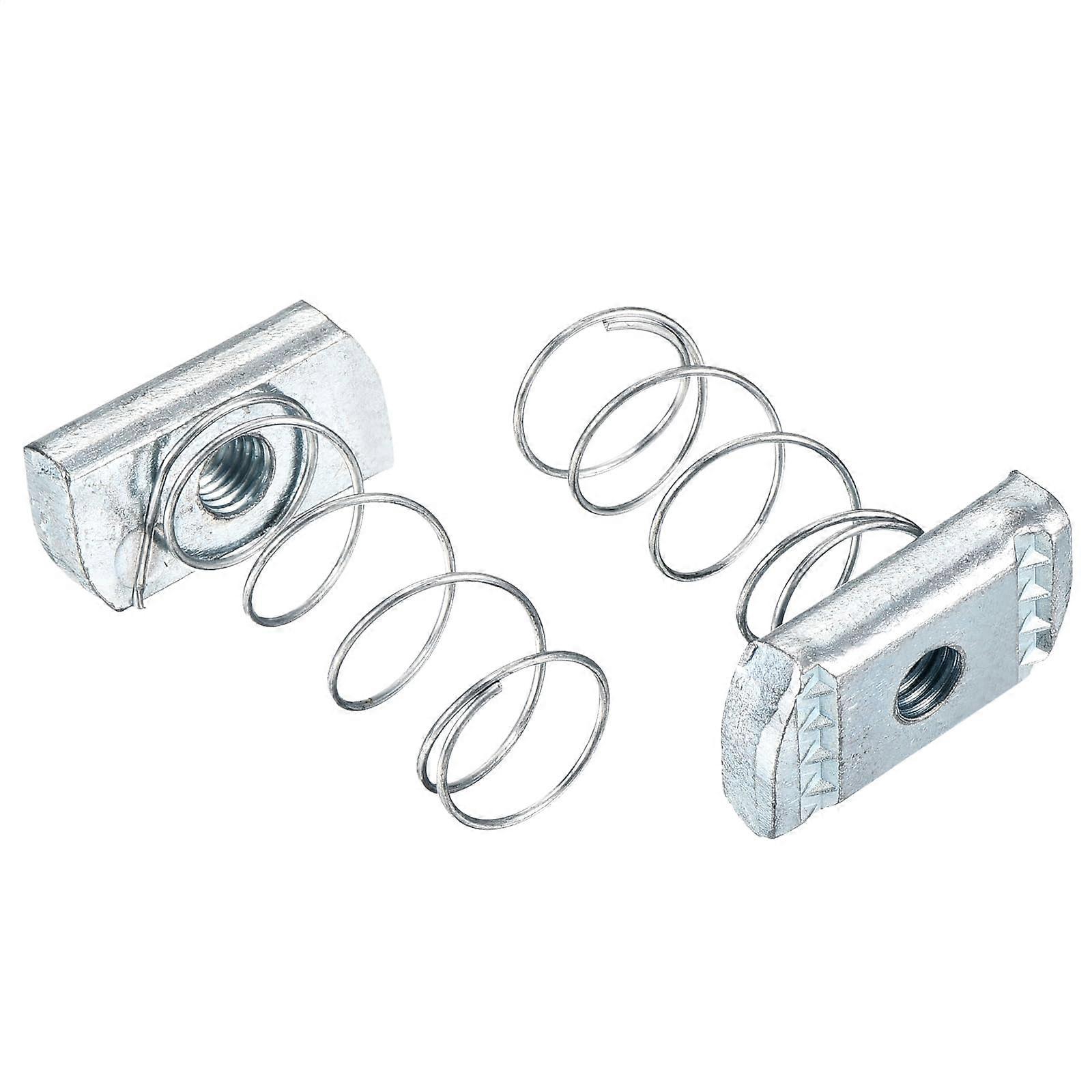Strut Spring Channel Nut M8x34.5mm, 50 Pcs Zinc-Plated Carbon Steel Long Spring Nuts for Solar Panel Mounting Systems