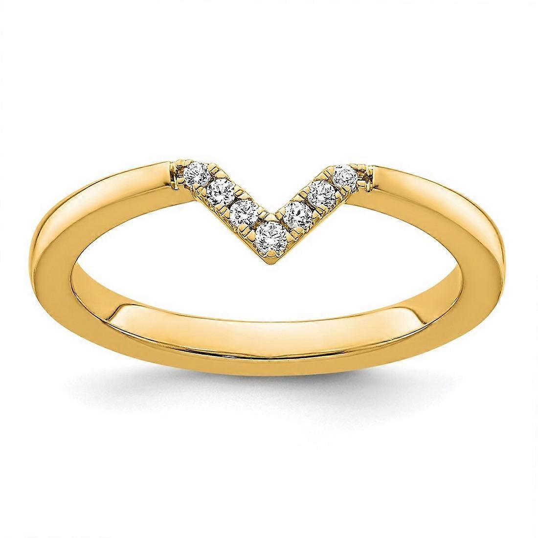 2.25mm 14k Solid Yellow Gold Stackable Diamond V shape Ring-Stackable-Ring for Women - Ring Size: 5 to 8