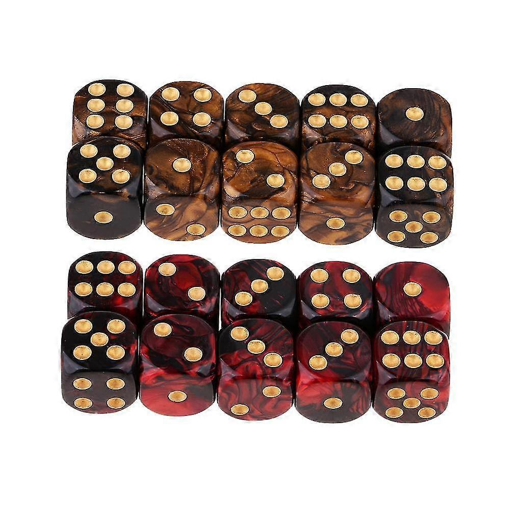 16mm Six-Sided Dice Set for Board Games and Mathematical Instruction - 20 Pack