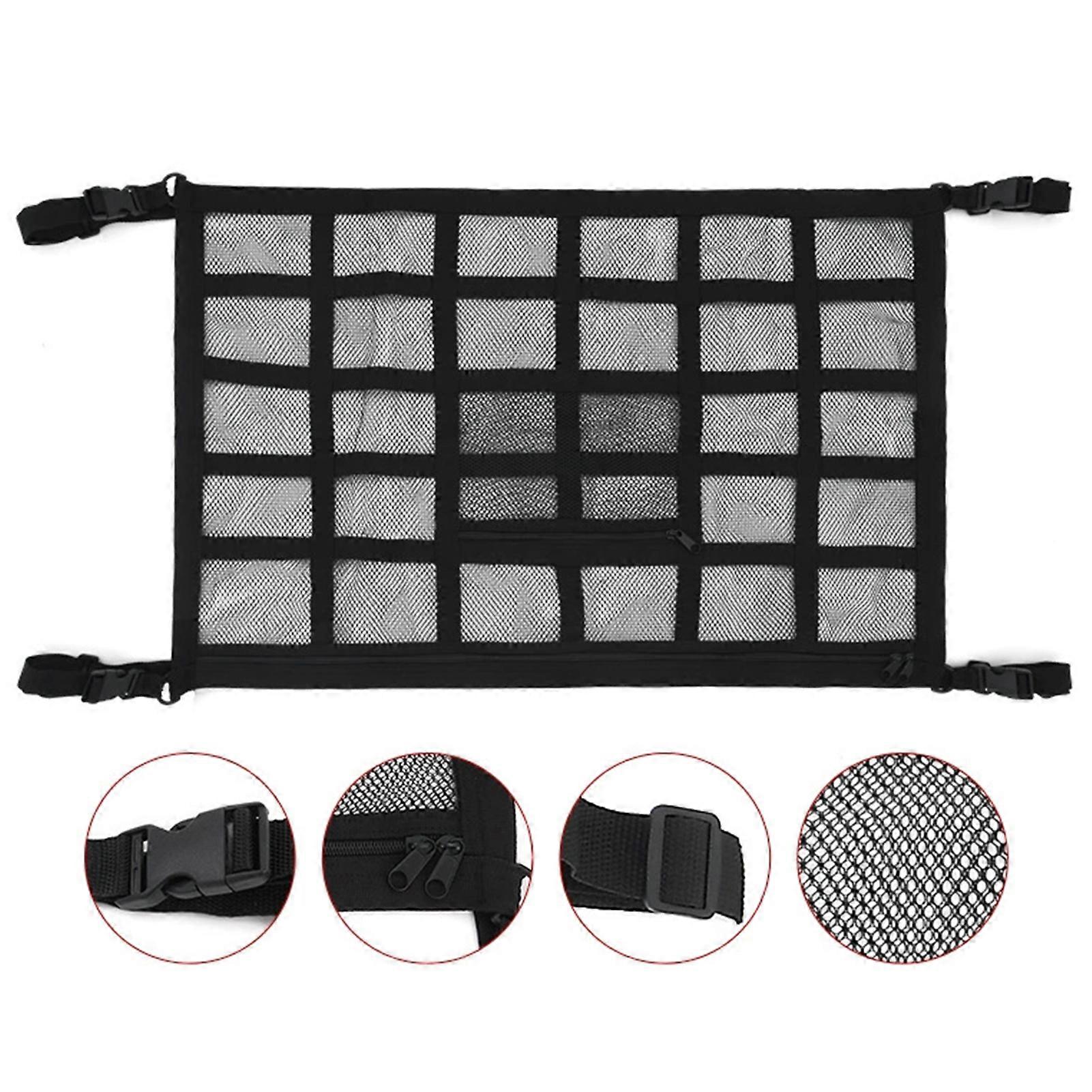 Automotive Storage Mesh Nets Reduce Sagging Long Trip Black Netting Pocket for SUV Truck and Small Trailers