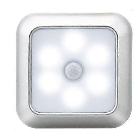 2025 Latest Model  1pc Square 6 LED Motion Sensor Night Light Battery Powered PIR Inductio
