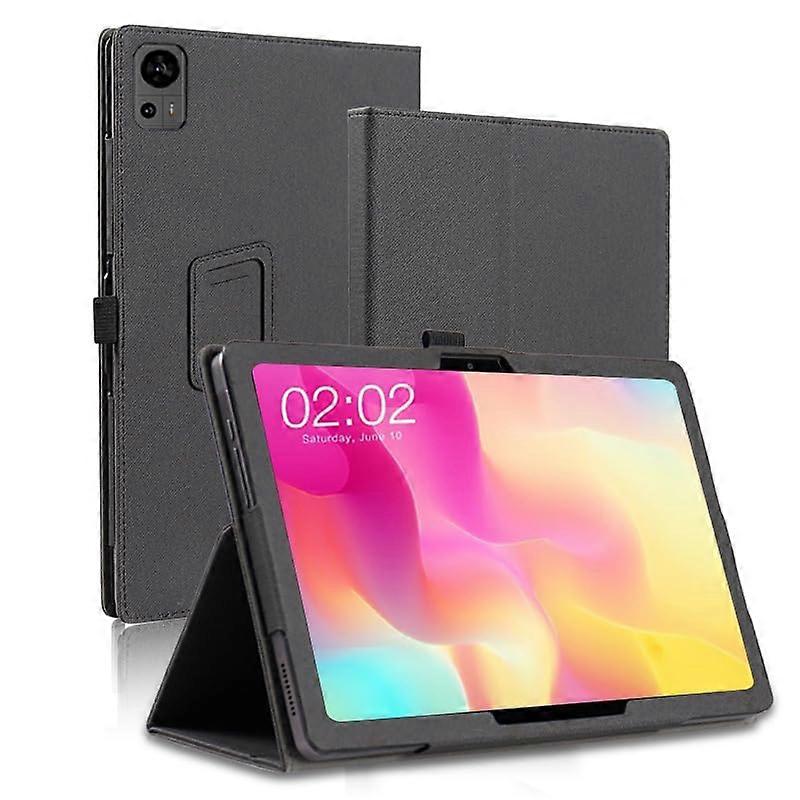 Tablet Case for TECLAST T60 12 Inch Android 14 Tablet, PU Leather Folio Stand Cover with Hand Strap, Black T60FG