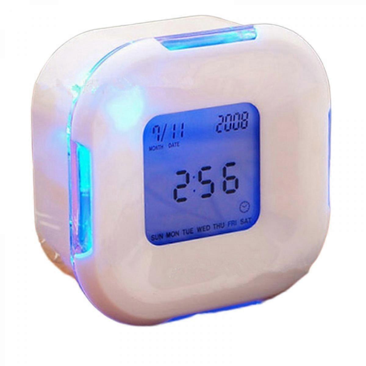 Multi-function Alarm Clock Led Digital Clock Calendar Thermometer Display Clock (white)