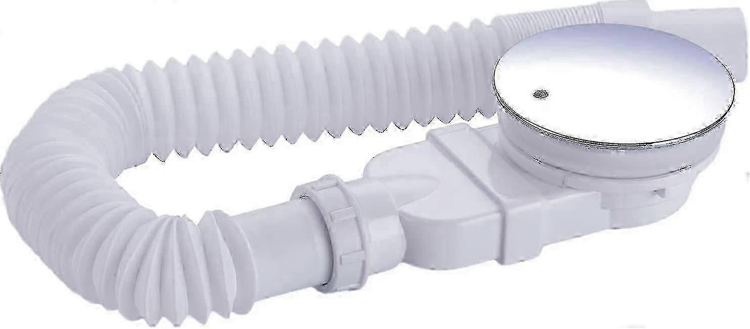Extra Flat Shower Drain 90 Mm - Drain Hole Kit For Shower Tray, Shower Siphon With Odor Trap, Hair Sieve, Flexible Hose
