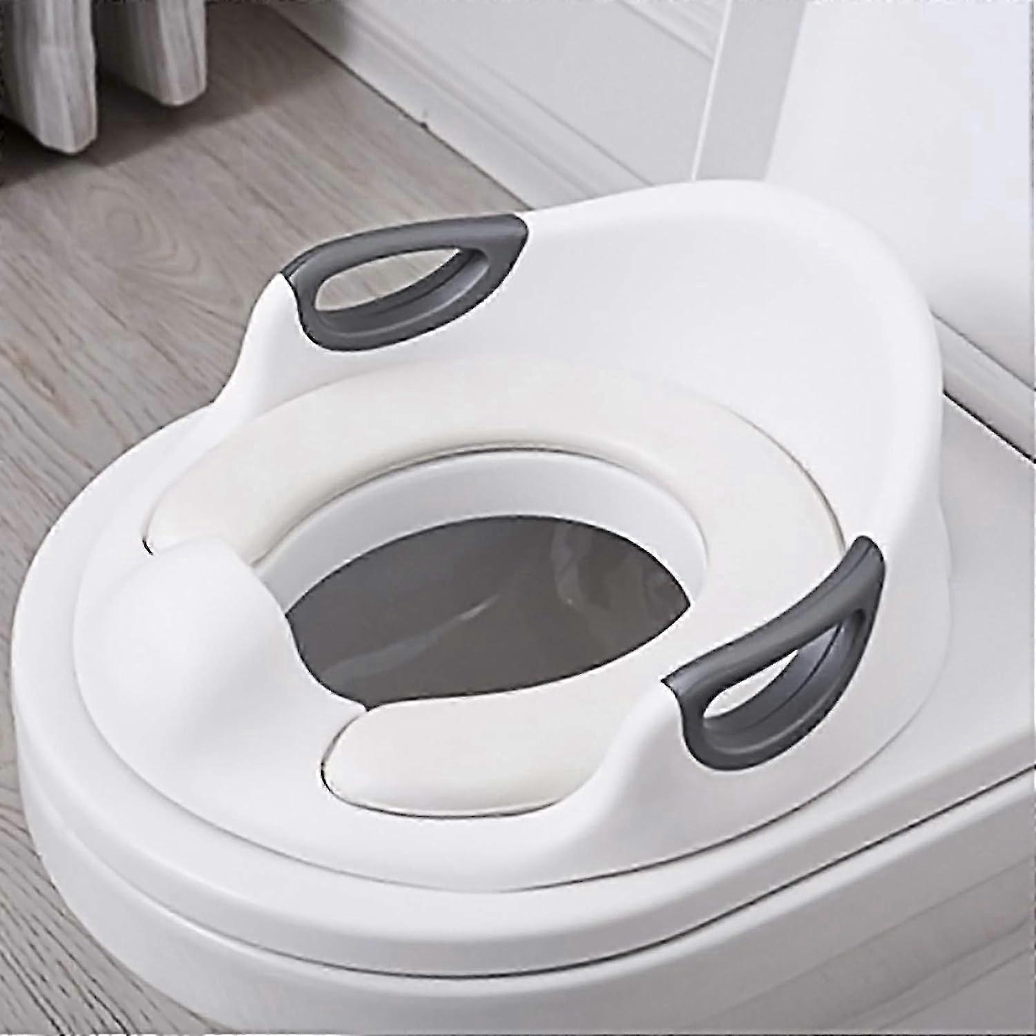 Toddler Potty Seat with Soft PU Cushion, Non-Slip Splash Guard & Safe Handles for Boys & Girls