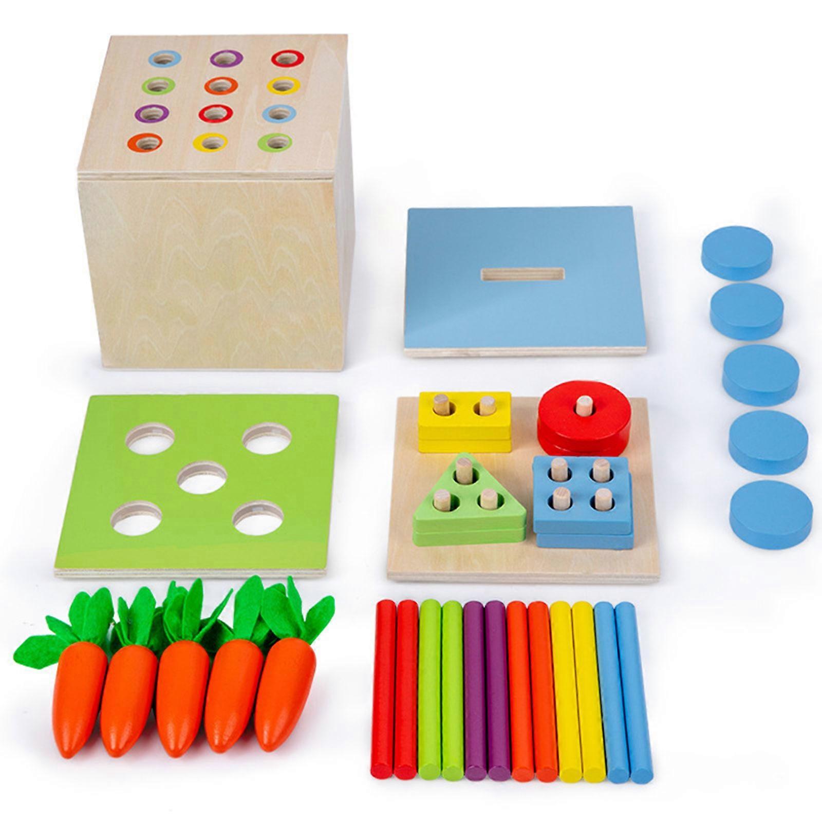 Baby Learning Toy Wooden Box Shape Cognitive Learning Toy Educational Fine Motor Skill Board Game for Toddler 12M+