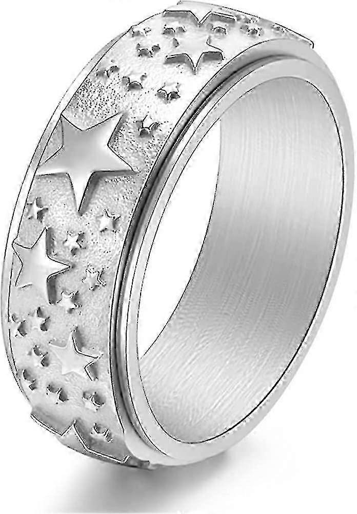 rustfrit stål måne stjerne sol spinner ring for afstressning - sølv guld sort