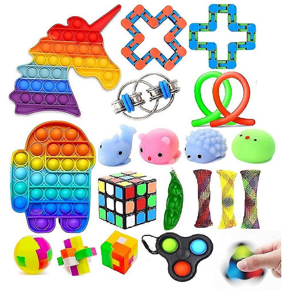 1Set Stress Relief Toy Decompression Toy Infinite Cube Rainbow Push Bubble Portable Simple Dimple for ADD Special Needs