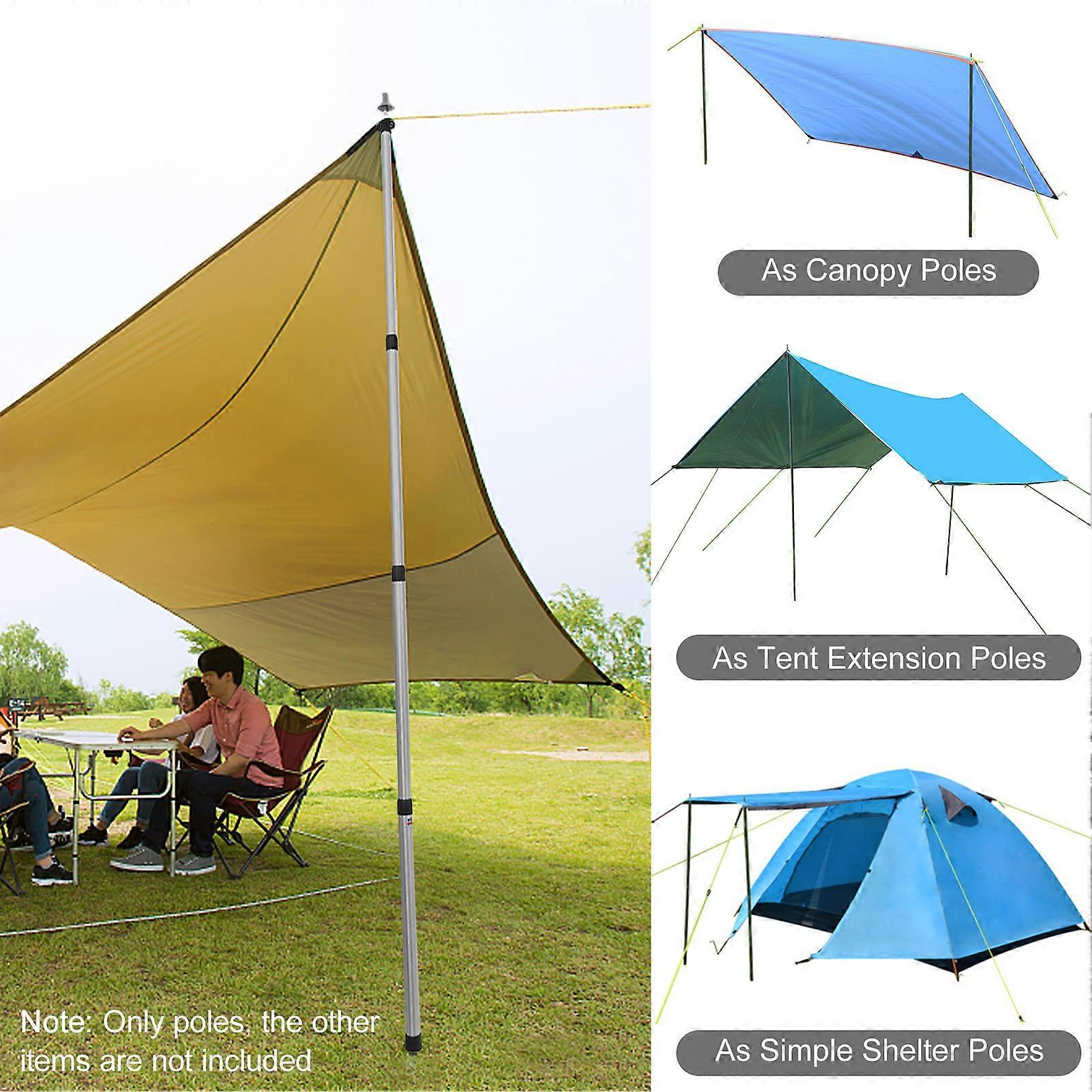Thick Aluminum Alloy Tent Pole Adjustable Support Rods Beach Shelter Tarp Awning Replacement Poles Accessories for Camping Hiking Backpacking
