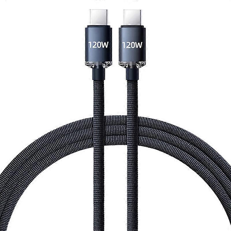 120W USB-C hurtigopladningskabel, flettet nylon til telefon / bærbar computer / tablet, holdbar netledning