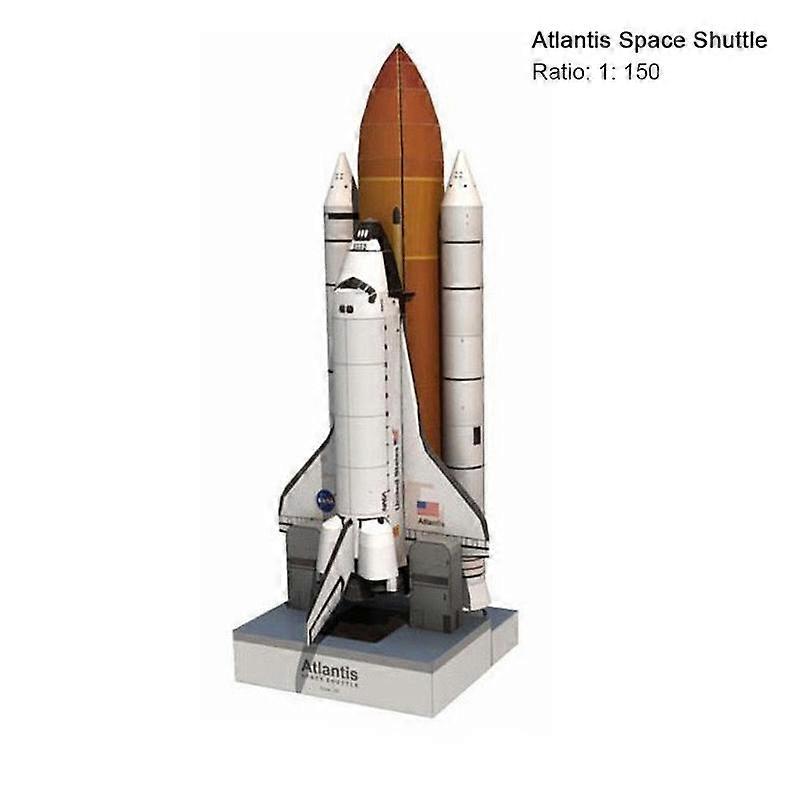 1:150 Scale DIY Space Shuttle 3D Paper Craft Model Kit for Adults with Glossy Coated Paper and Guide