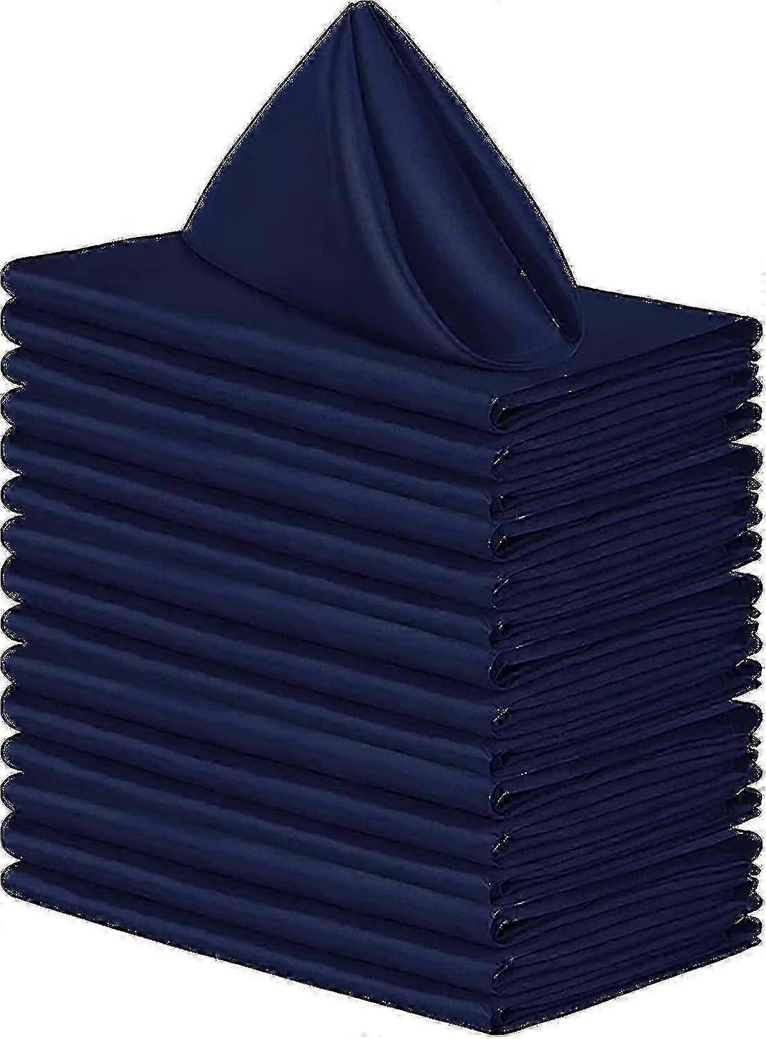 12pcs Navy Blue Σατέν Επιτραπέζιες Χαρτοπετσέτες 43x43cm Επαναχρησιμοποιήσιμο Γαμήλιο Πανί