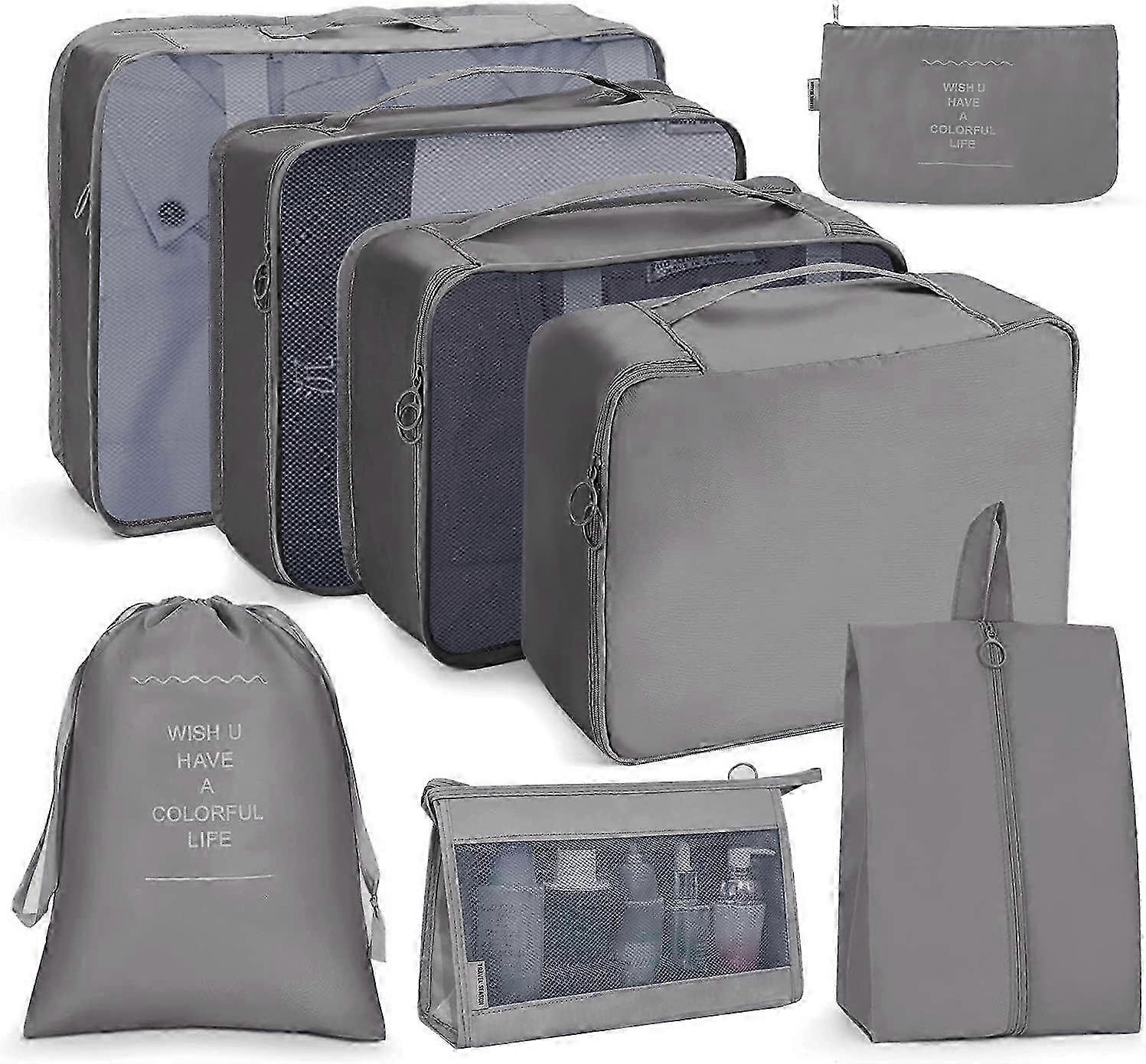 Compression Packing Cubes for Travel Suitcases - 8pcs Waterproof Luggage Organiser Bags for Efficient Packing and Organising Your Travel Ess