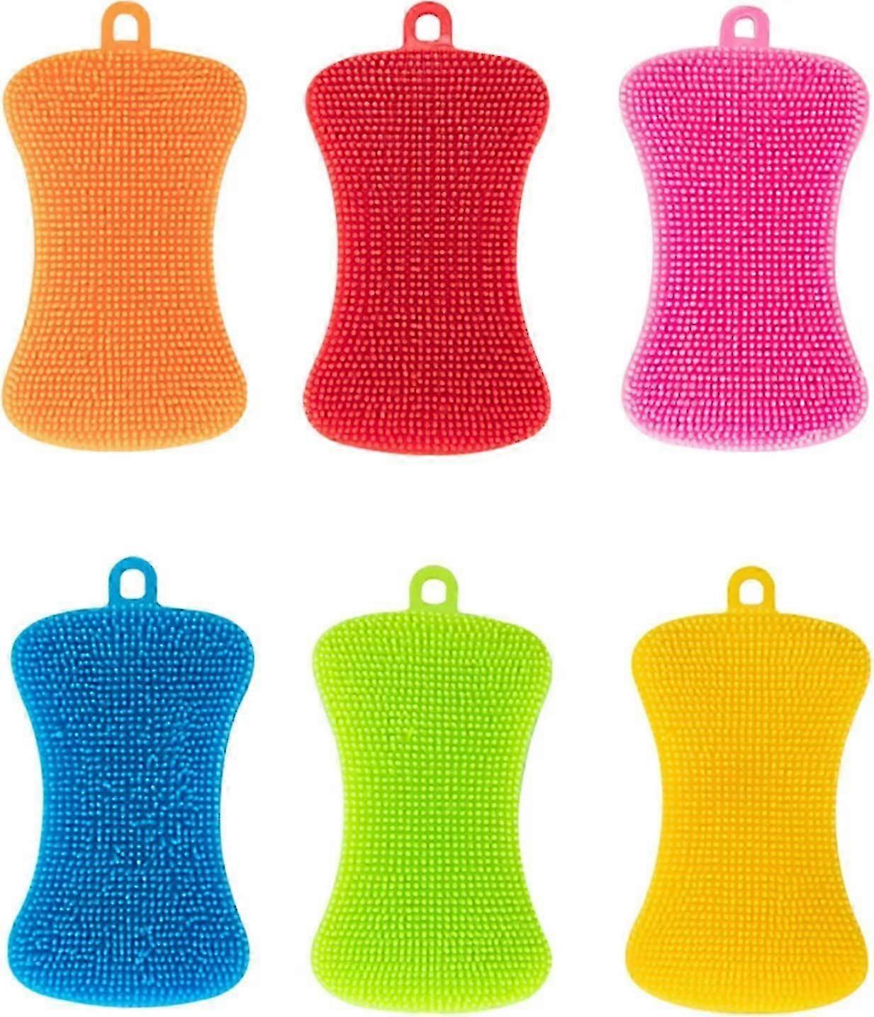 Colorful Silicone Sponge Scrubber Set for Dishes, 6-Pack