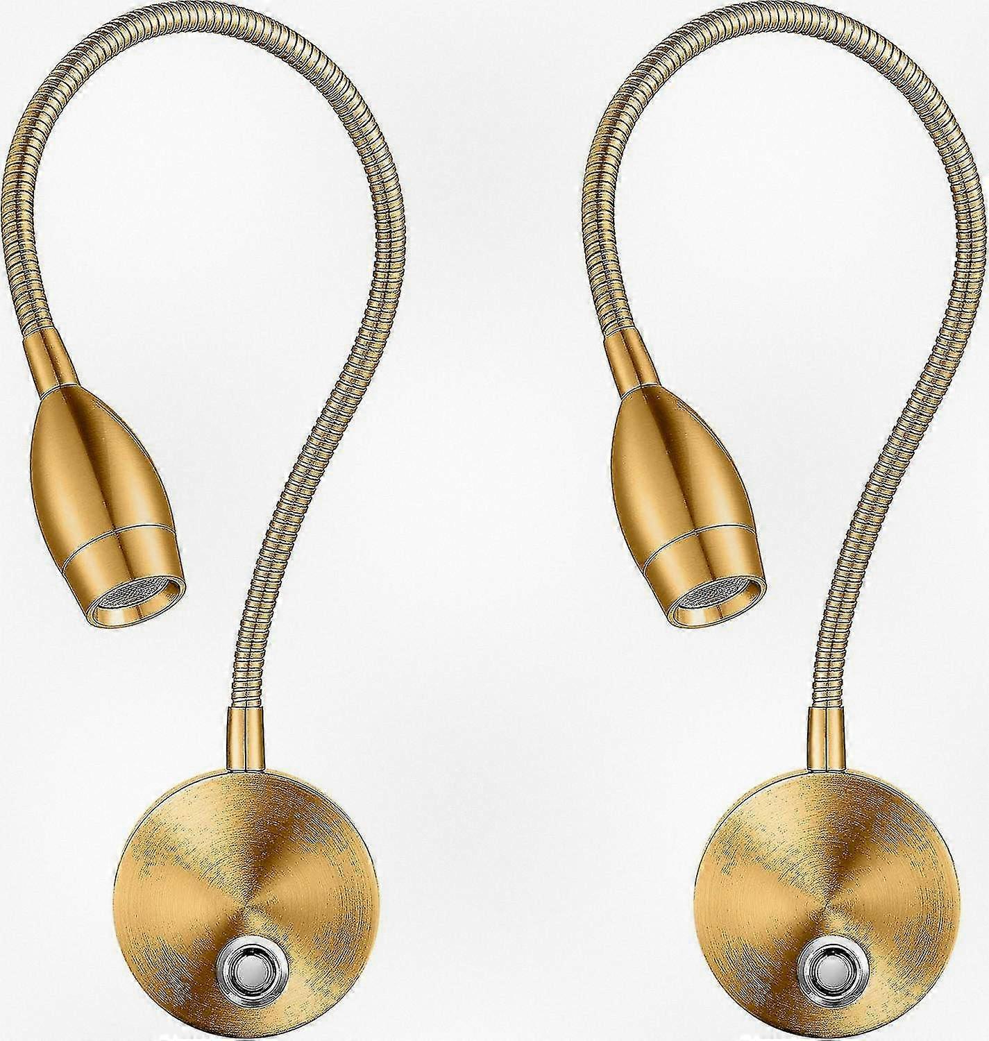 Dimmable LED Reading Lamp for Bed Headboard, Wall Mount Flexible Gooseneck Light with Touch Dimmer, Plug in Wired 3 Color Modes, 2 Pack