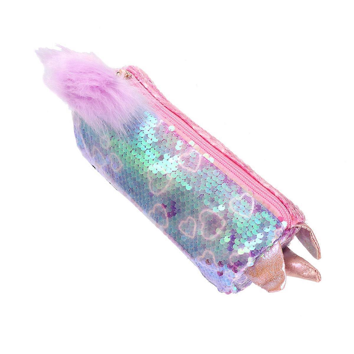 Teen girls stationery organizer, compact sequin pencil case for school and travel