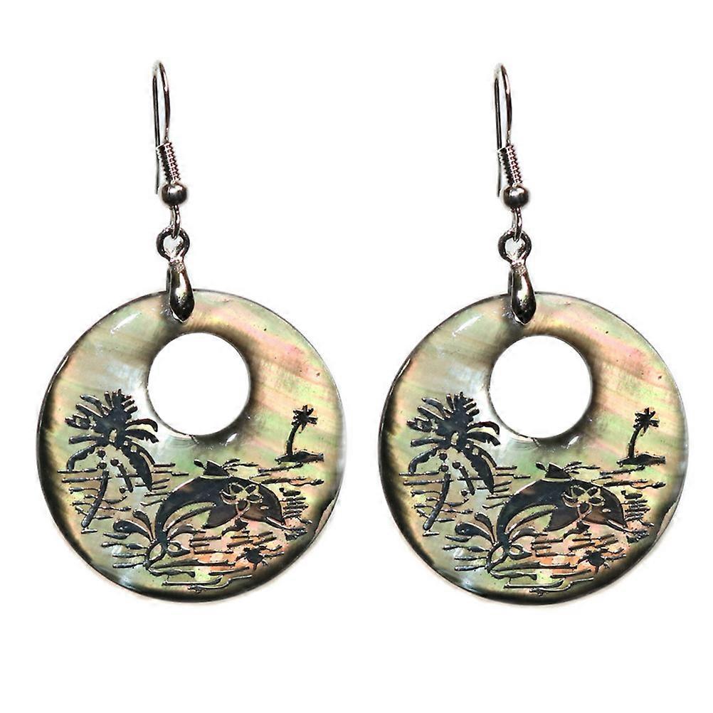 Here's a polished and engaging product description for your **1 Pair Round Carved Abalone Shell Earrings**:
✨ **Elegant Round Carved Abalone
