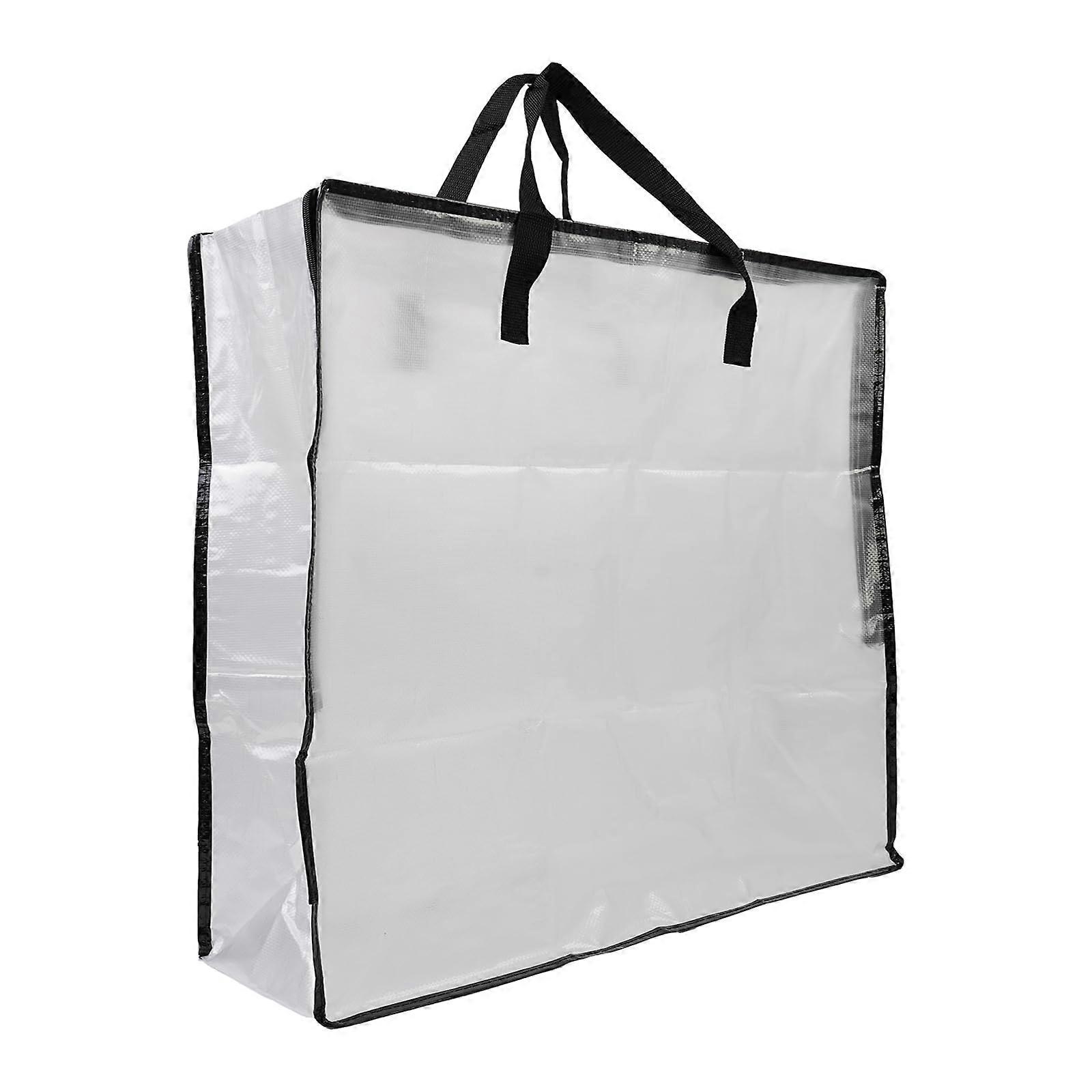 96L Clear Plastic Storage Bag, Extra Large Luggage Bag for Clothes, Black Trim Underbed Storage Solution