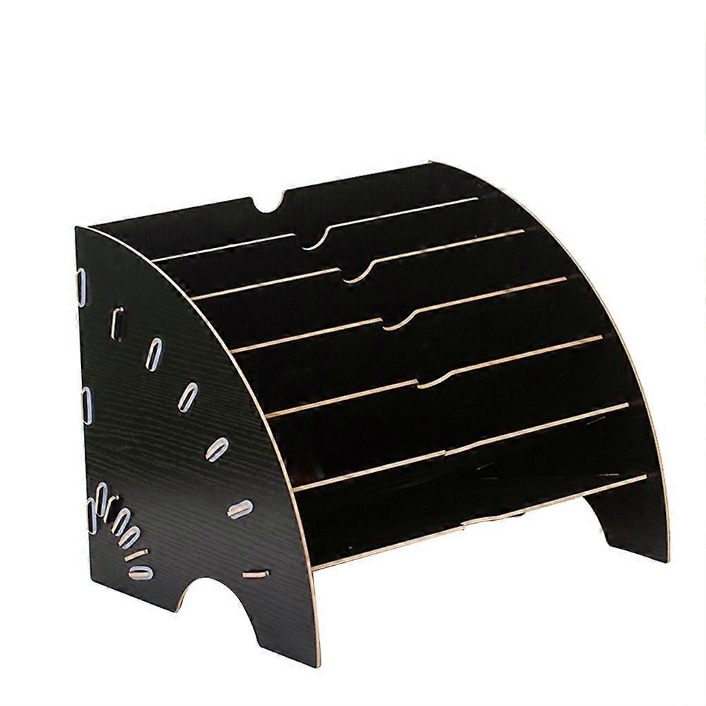 Multi Functional Storage For Office Filing Rack Fan Shaped Desk Letter Tray Black 35x27cm Paper Storage 1Set