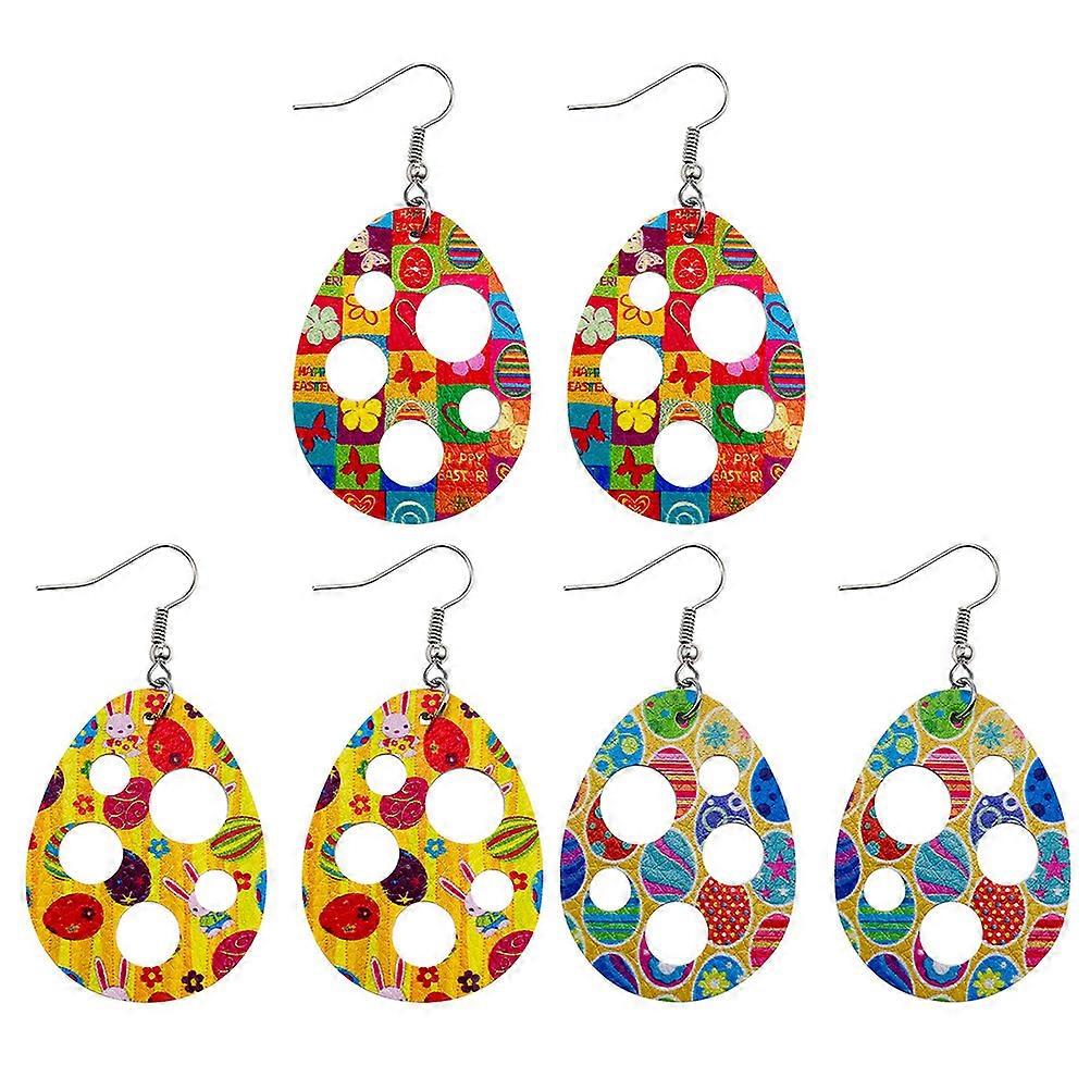 Stylish Earrings Hollow Design Easter Party Women 7.2X3.8X0.2CM 3Pairs