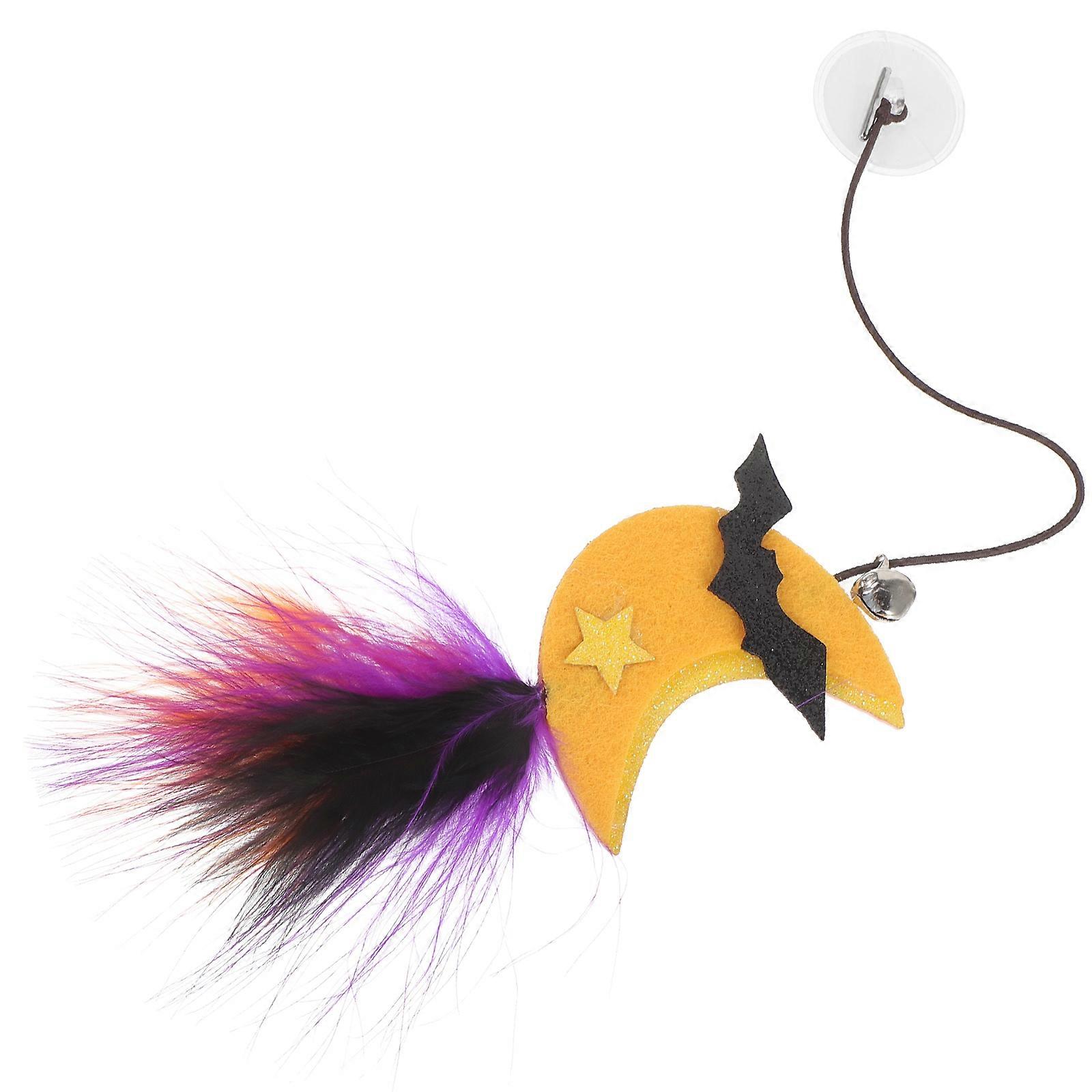 Cat Toy Interactive Hanging Door Cord Biting Pet Cat Indoor Play 32x6cm Felt Crescent Moon Halloween Style 1Pack