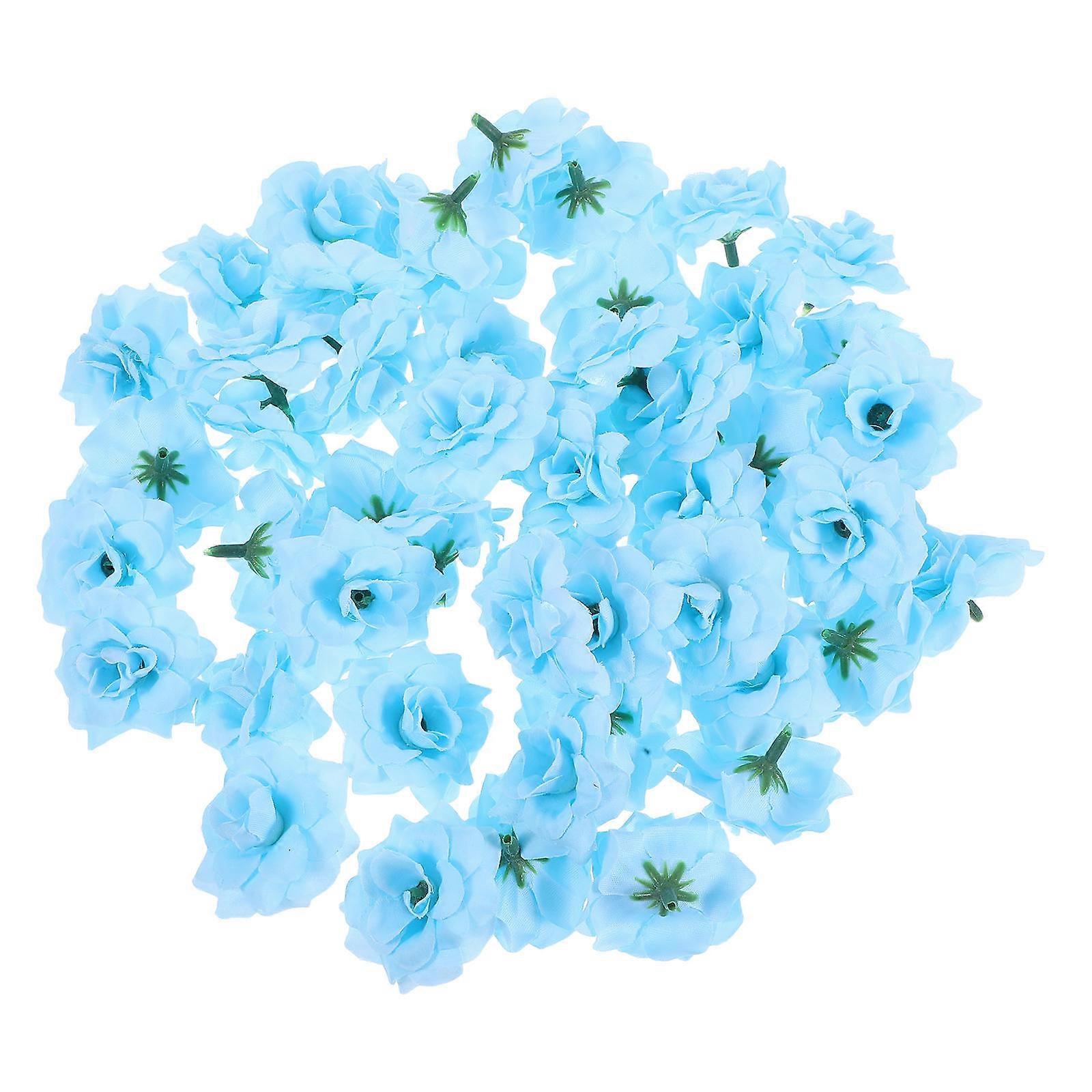 50pcs Artificial Silk Stapelia Flower Heads for Party Decor Light Blue