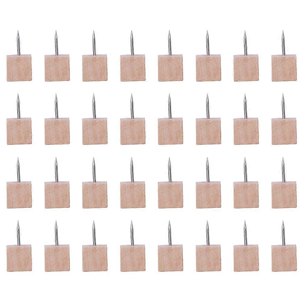 50pcs Wooden Push Pins Square Shape Thumbtacks for Cork Board Maps Photos Memos Easy Remove Tacks Set