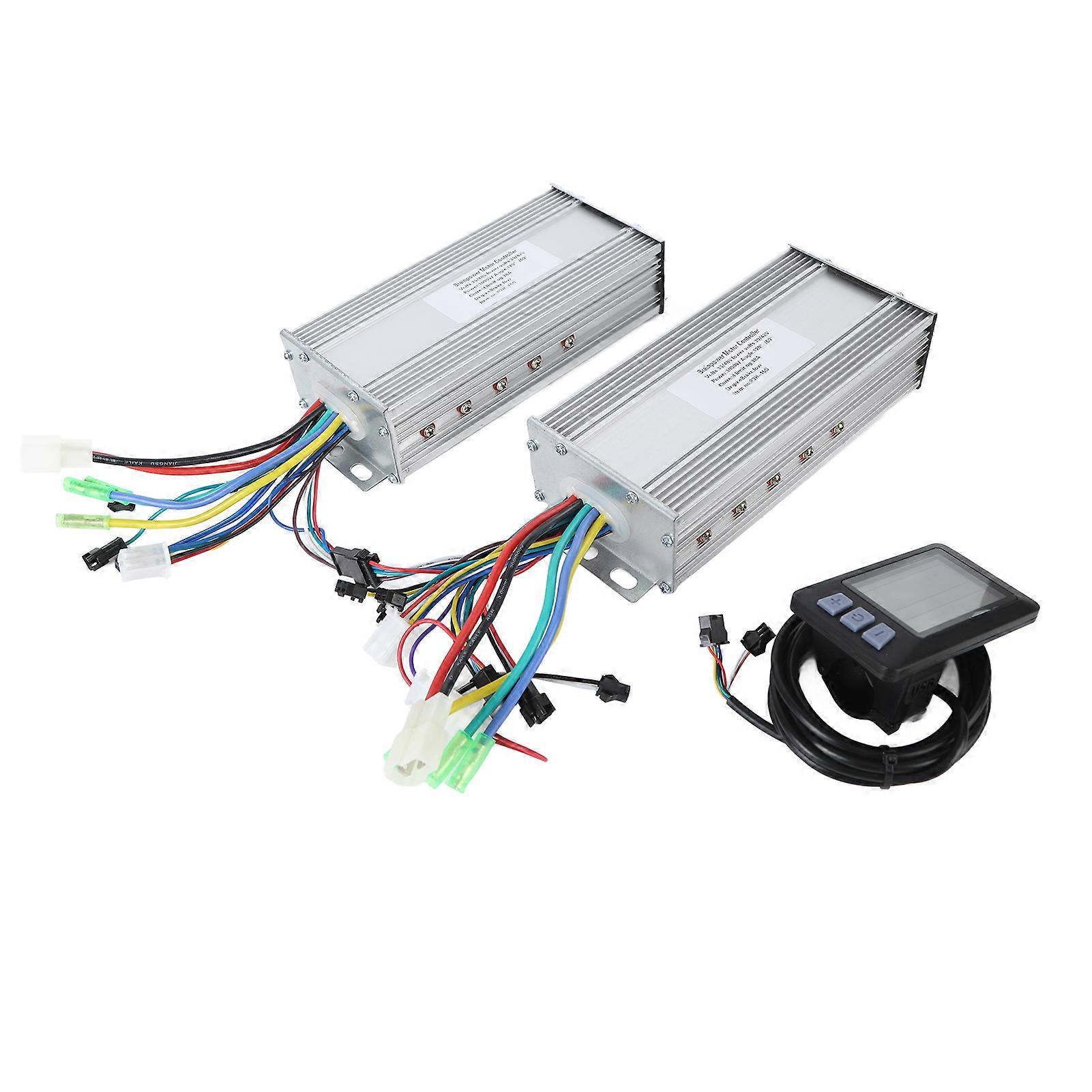 36V 48V 1000W 38A Motor Controller Electric Bike Conversion Dual Drive Controller P3H Display Panel for 22.2mm Handlebars DIY Modification