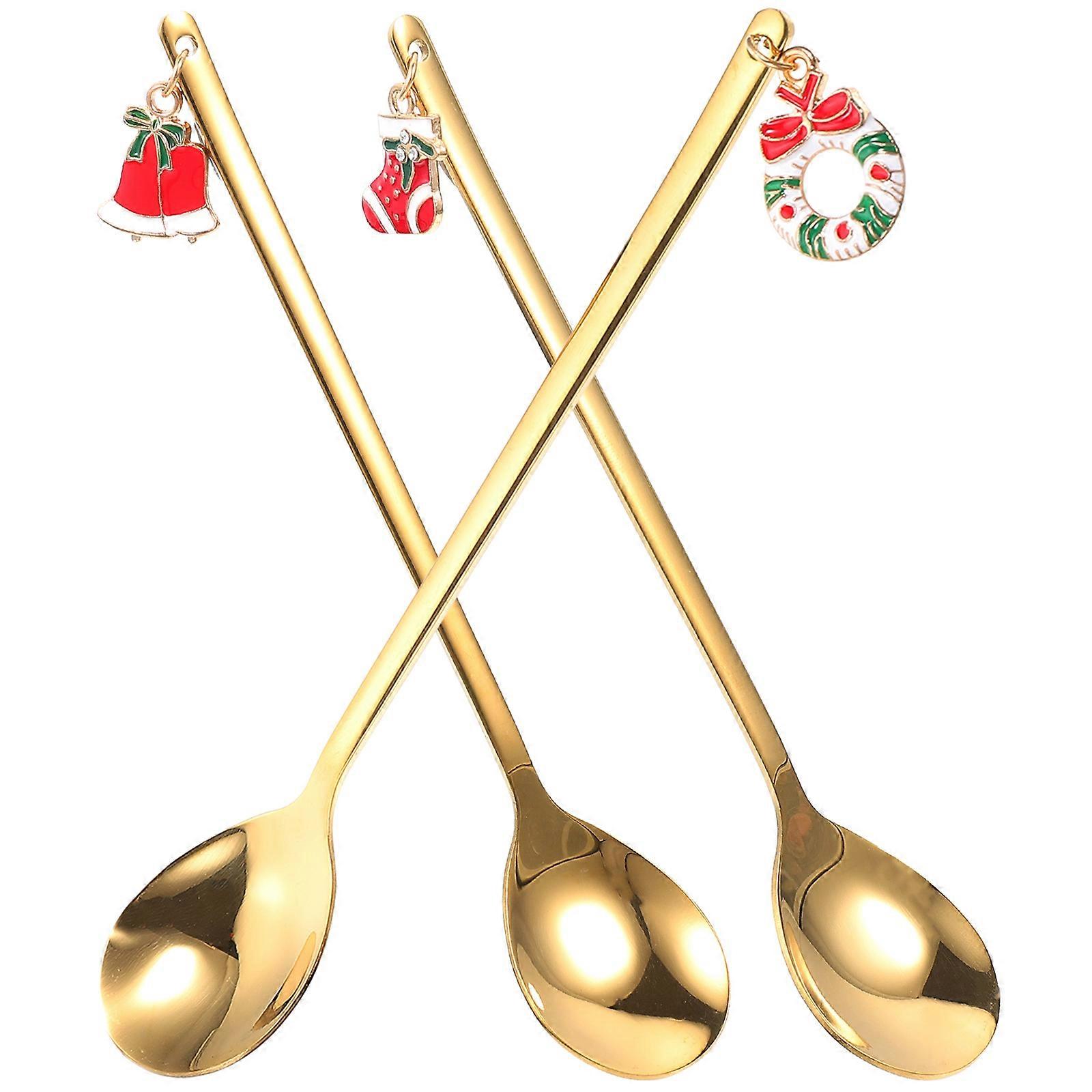 Small Spoons Stirring Spoons Dining Hosts Ergonomic Handle 3Pcs