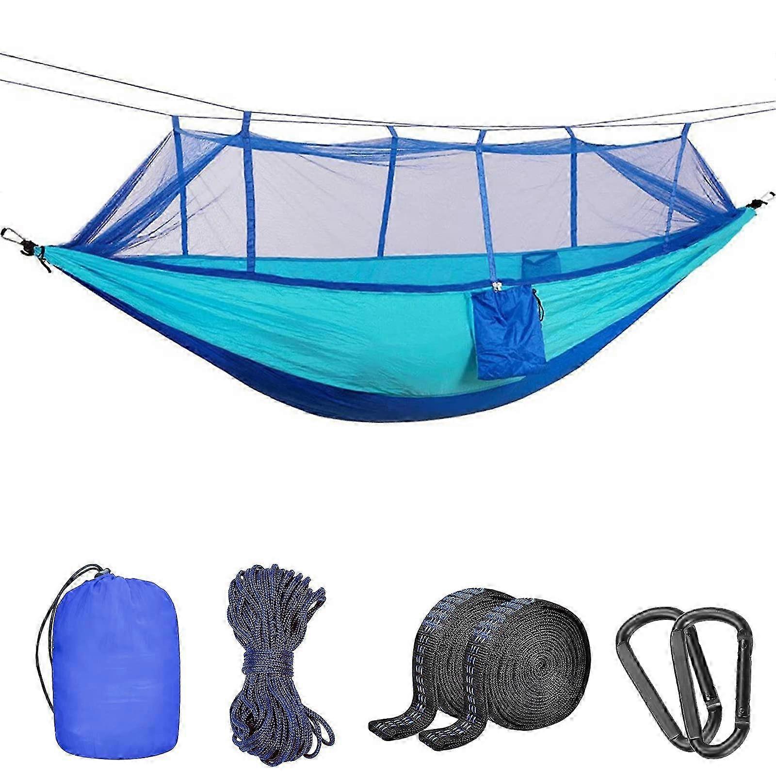 Camping Hammock with Mosquito Net - Ultra Lightweight Durable Double/Single Travel Hammock 660lbs Capacity for Garden Camping - Suitable for